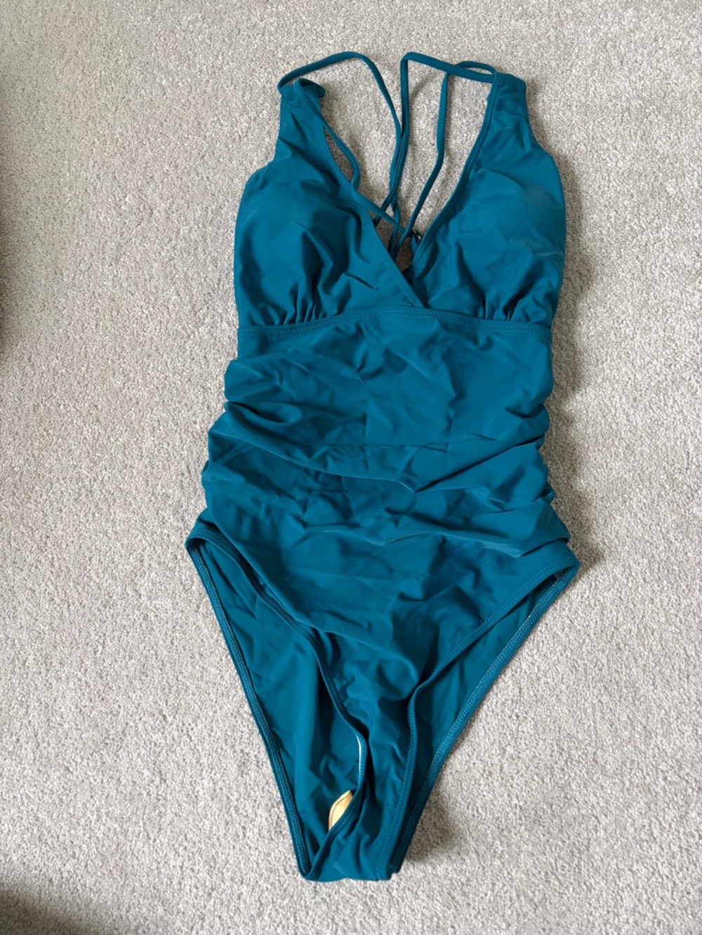 🔥🆕🔥 Teal Ruched One-Piece Swimsuit - Tummy Control - Size M